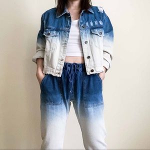 2 PC SETS | denim jacket n Jeans in blue ombré